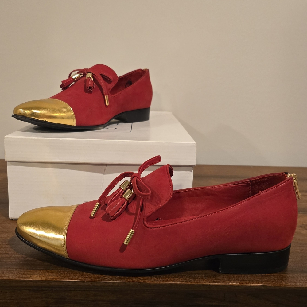 Stylish Red and Gold Men's Loafers